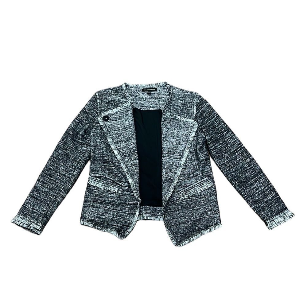 Banana Republic Gray Tweed Fringed Blazer Jacket Size XS - Picture 2 of 7